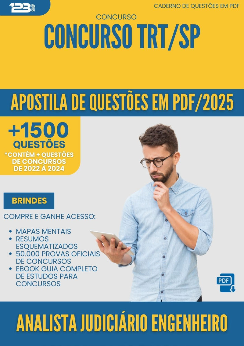 Apostila de Questões para Concurso Analista Judiciario Engenheiro Seguranca Trabalho Trt Sp 2025 - Mais de 1.500 Questões