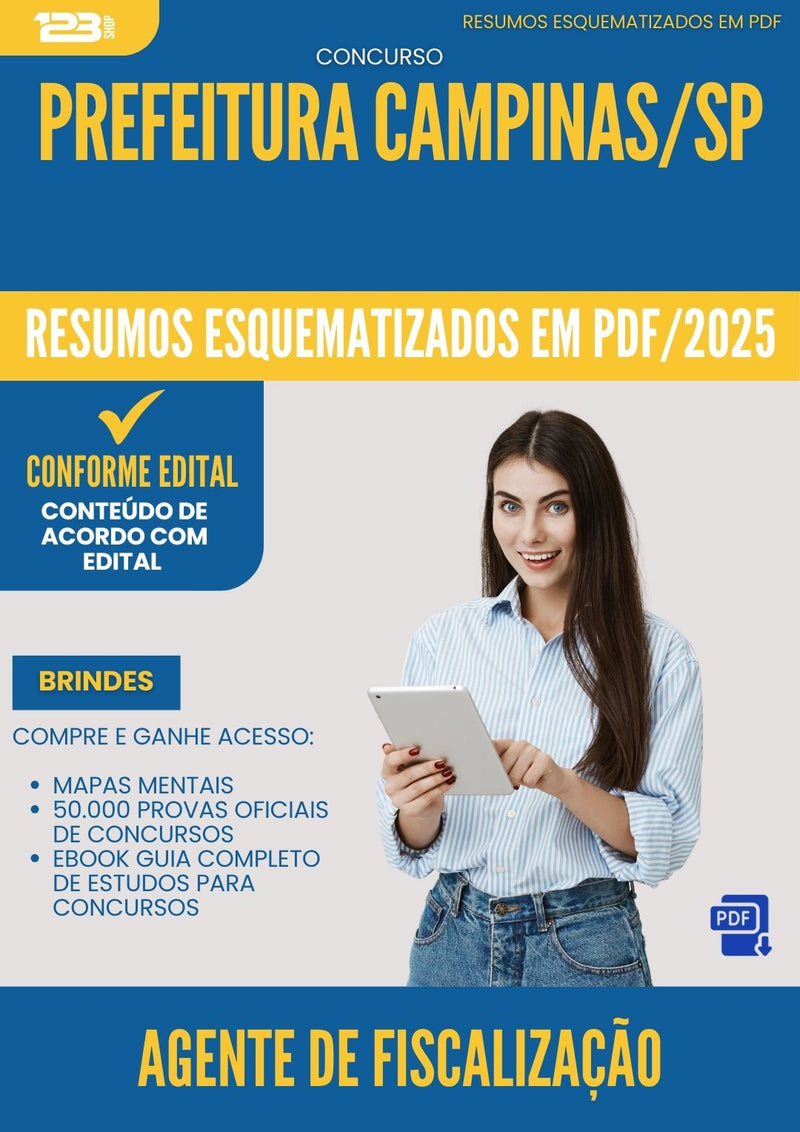 Resumos Esquematizados para Concurso Agente De Fiscalizacao da Prefeitura Campinas Sp 2025 - Conteúdo de Acordo com Edital